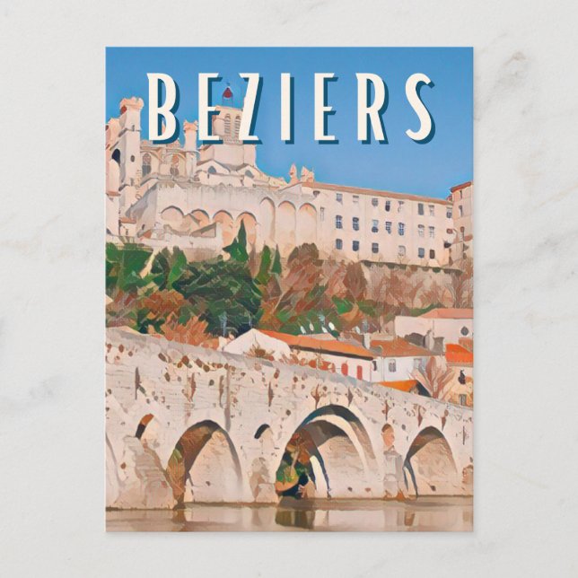 Beziers Foto Vintage Postkarte (Vorderseite)