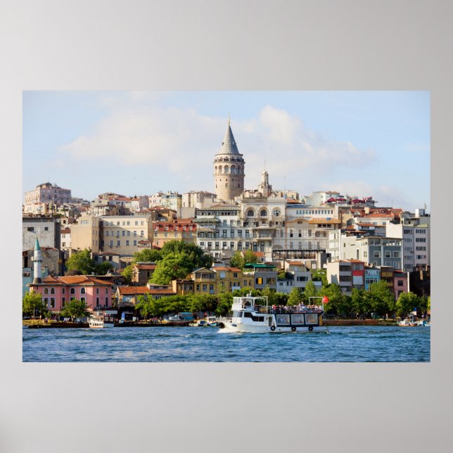 Bezirk Beyoglu und Galata Tower in Istanbul Poster (Vorne)