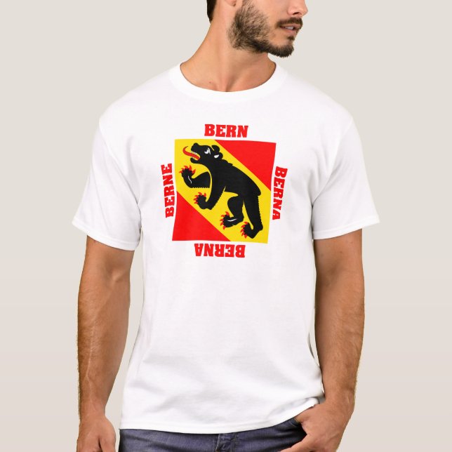 Bezirk-Flagge Berns die Schweiz T-Shirt (Vorderseite)
