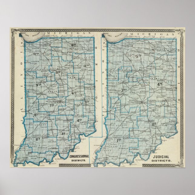 Bezirke der Justiz Indiana Poster (Vorne)