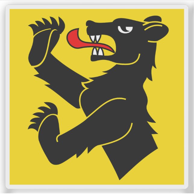 Bezirksflagge Obersimmental, Schweiz Aufkleber (Vorderseite)