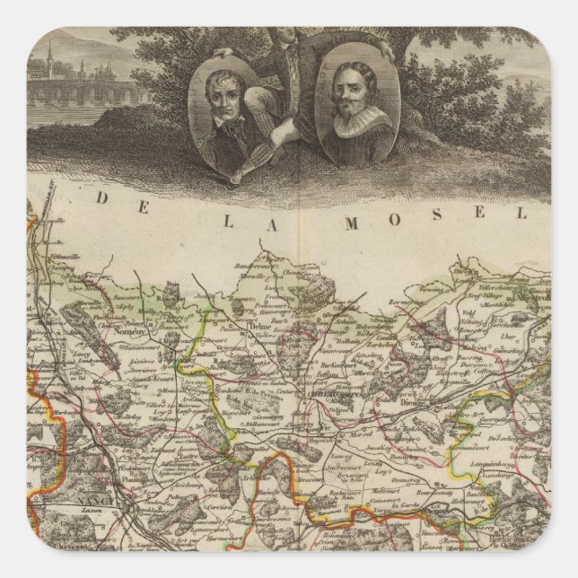 Bezirksgrenzen Quadratischer Aufkleber (Vorderseite)