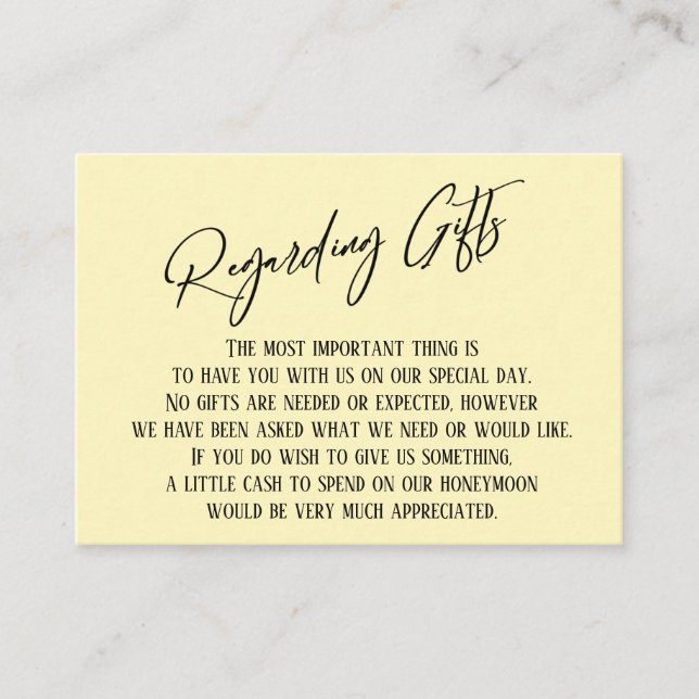 Bezüglich Geschenke Handwriting Simple Light Yello Begleitkarte (Vorderseite)