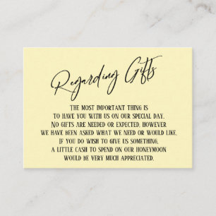 Bezüglich Geschenke Handwriting Simple Light Yello Begleitkarte