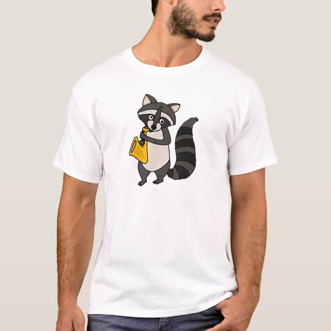 BF, Raccoon, der Saxophone-Cartoon spielt T-Shirt (Vorderseite)