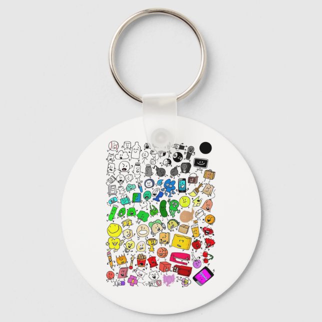 BFDI - Unbelebte Insanität Alle Zeichen _1 Schlüsselanhänger (Vorderseite)