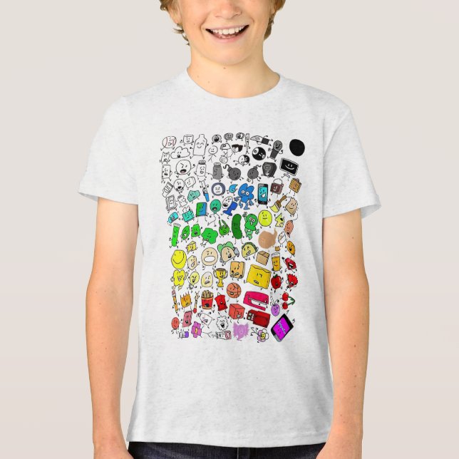 BFDI - Unbelebte Insanität Alle Zeichen _1 Tri-Blend Shirt (Vorderseite)