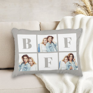 BFF 3 Foto-Collage beste Freundinnen Grau Dekokissen
