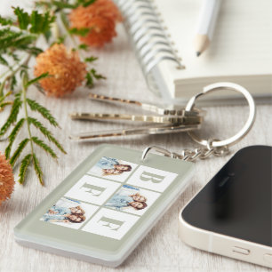 BFF 3 Foto-Collage beste Freundinnen salbeigrün Schlüsselanhänger