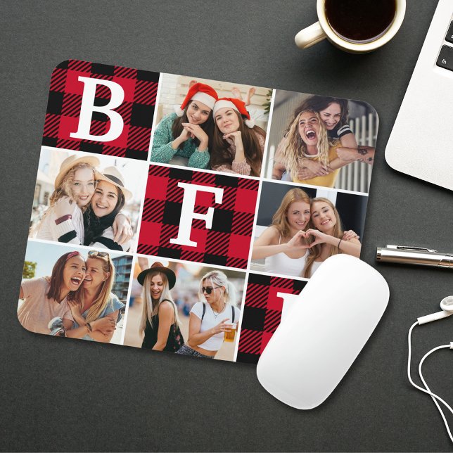 BFF Beste Freunde rote Karo-Andenkenbilder Mousepad (Von Creator hochgeladen)