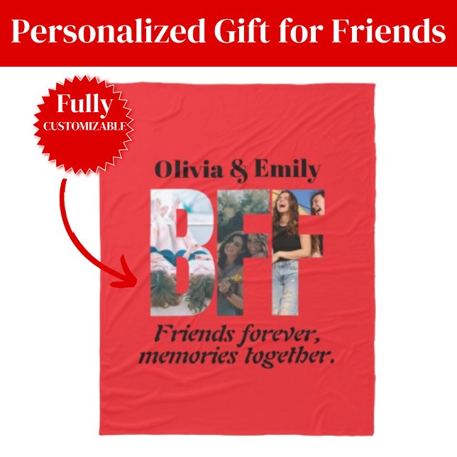 BFF-Foto-Fleece-Decke – Personalisiertes Geschenk Fleecedecke (BFF Photo Fleece Blanket – Personalized Gift)