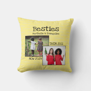 *** BFF Gelbe Foto-Erinnerung Beste Freunde Kissen