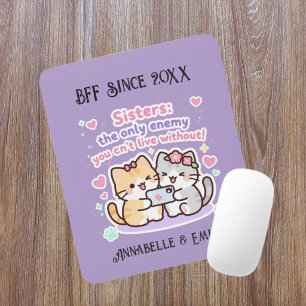 BFF seit 20XX Süße Schwestern Beste Freundin Name Mousepad