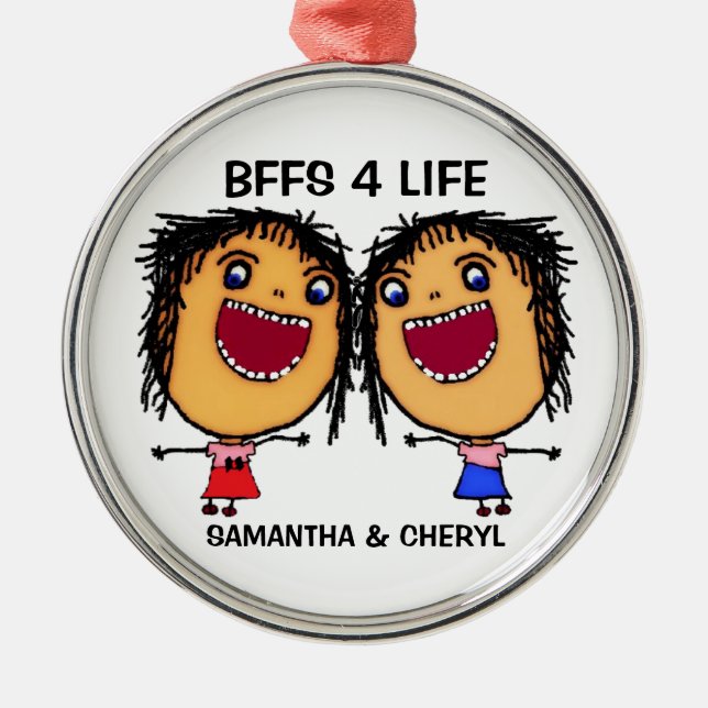 BFFS For Life Cartoon Ornament Aus Metall (Vorne)