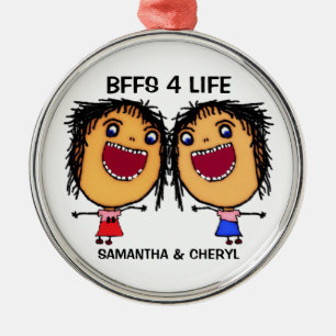 BFFS Fürs Leben Cartoon Ornament Aus Metall