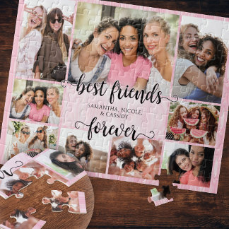 BFFs Rosa Freundschaft Mädchen Foto Collage Puzzle