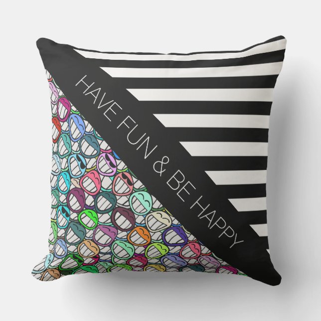 BG Streifen Muster breite schwarze + coole Gruppe Kissen (Vorderseite)