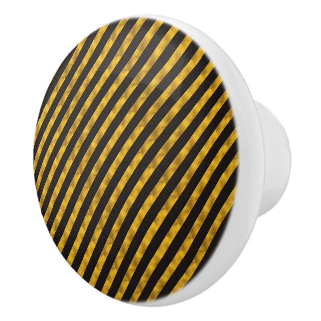 BG Stripes Patternes schwarzes Gold + Ihre Ideen Keramikknauf (Rechts)