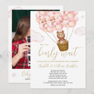 BGirl Baby Shower Per Post Teddy Bear Fotografie Einladung