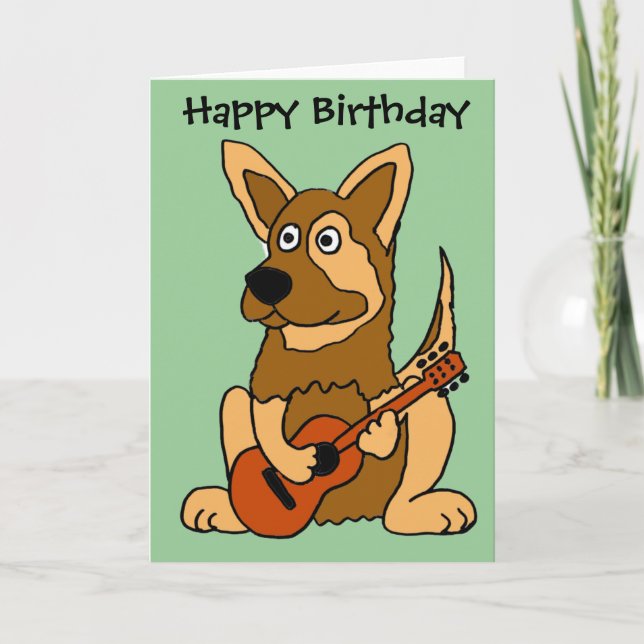 BH - German Shepherd Puppy Playing Guitar Cartoon Karte (Vorderseite)
