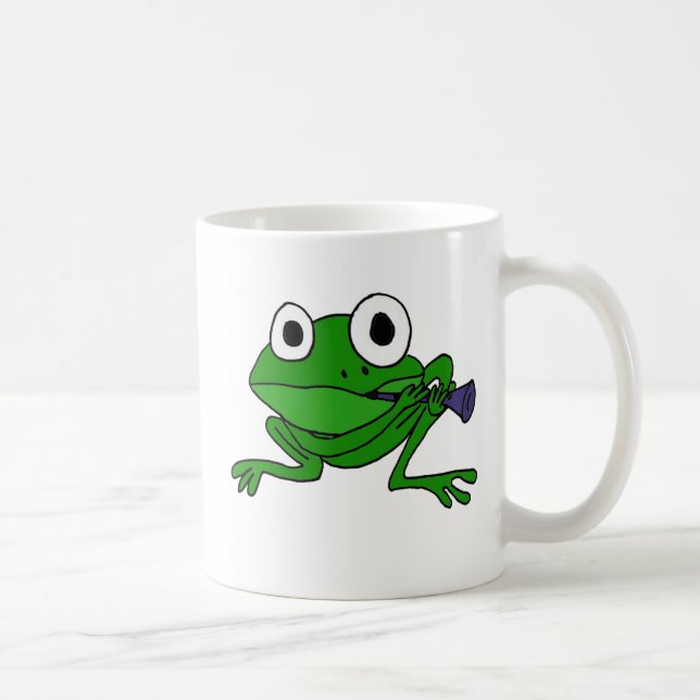 BH, lustiger Frosch, der Clarinet spielt Kaffeetasse (Rechts)