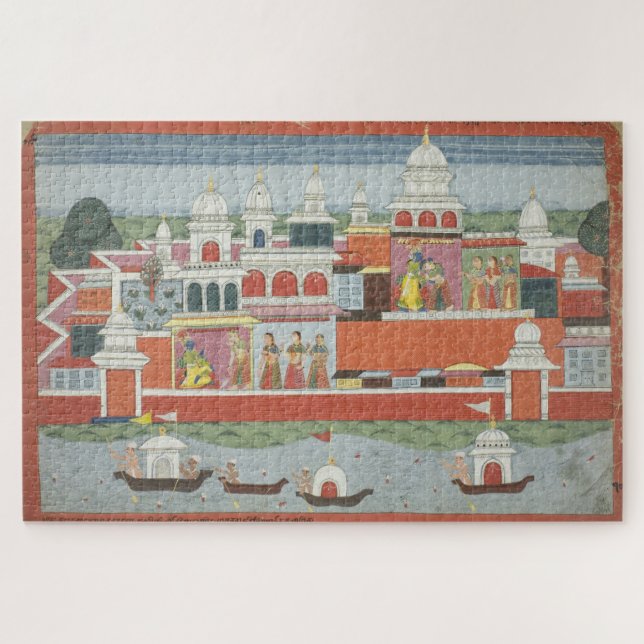Bhagavata Purana Manuskript Page Rukimi Krishna Puzzle (Horizontal)