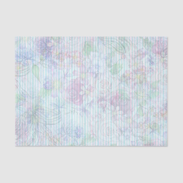 Bhemia pastellrosa Lavendel aquamarine Blumenstrei Seidenpapier (Vorderseite)