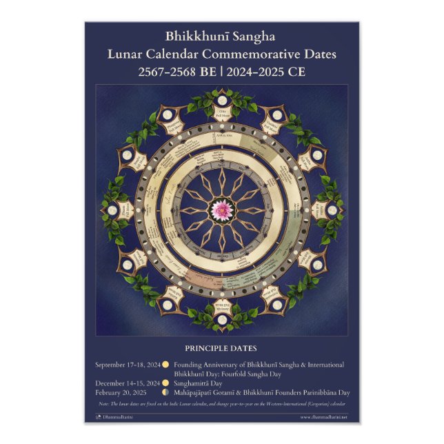 Bhikhunī Sangha Lunar Kalender 2024-2025 Fotodruck (Vorne)