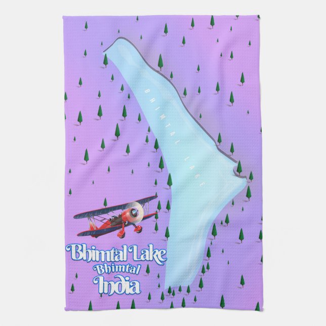 Bhimtal Lake Bhimtal India Reiseplakat. Geschirrtuch (Vertikal)
