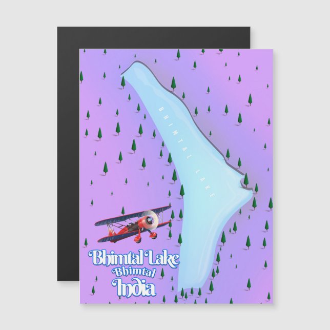 Bhimtal Lake Bhimtal India Reiseplakat. Magnetkarte (Vorne/Hinten)