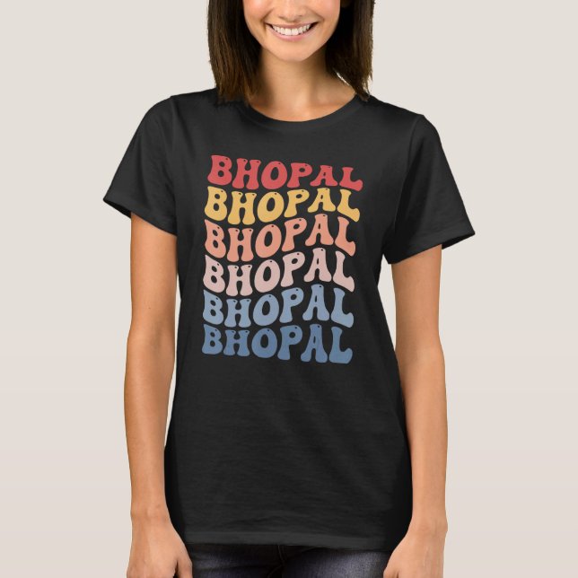 Bhopal City Groovy Retro T-Shirt (Vorderseite)
