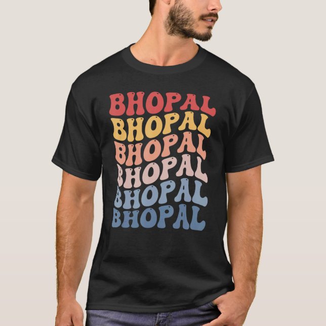 Bhopal City Groovy Retro T-Shirt (Vorderseite)