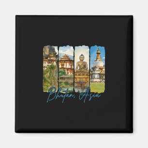 Bhutan Asien Reise Trip Brushstroke Souvenir Va Magnet
