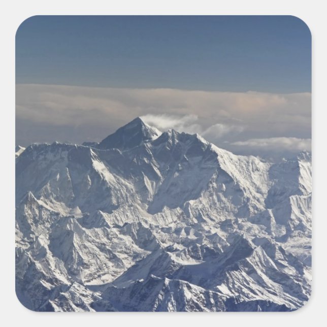 BHUTAN. Ewiger Schnee auf dem Everest Mountain, Quadratischer Aufkleber (Vorderseite)