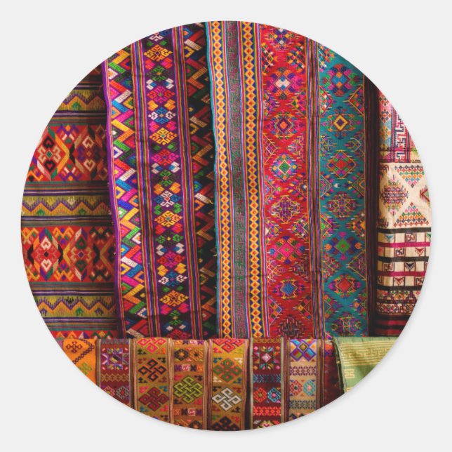Bhutan fabrics for sale runder aufkleber (Vorderseite)