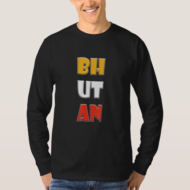 Bhutan Farbige Worte T-Shirt (Vorderseite)