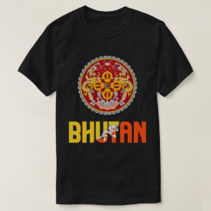 Bhutan Flag and Coat of Arms Patriotic T-Shirt