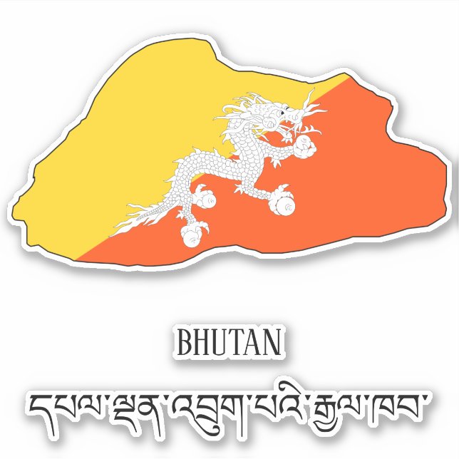 Bhutan Flag Charming Patriotic Map Aufkleber (Vorderseite)