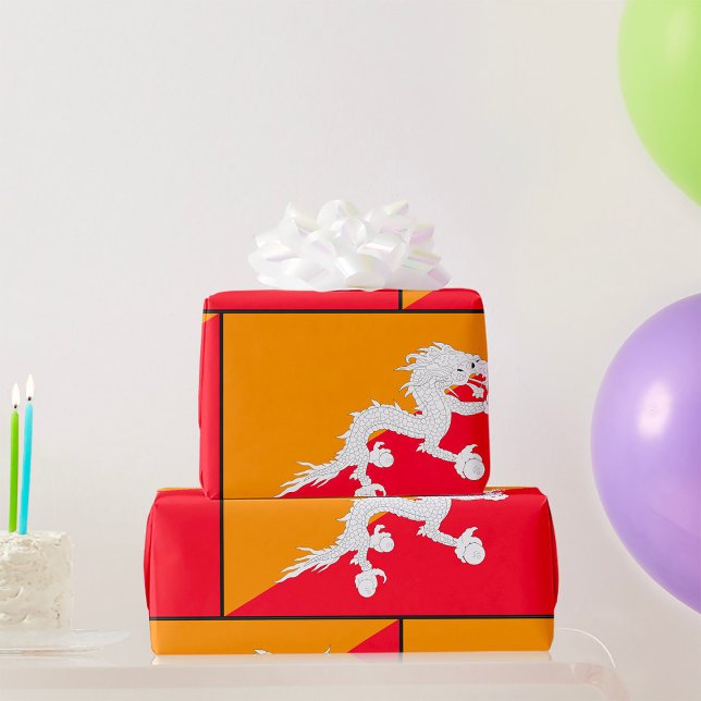 Bhutan Flag Design mit weißem Drachen Geschenkpapier (Von Creator hochgeladen)