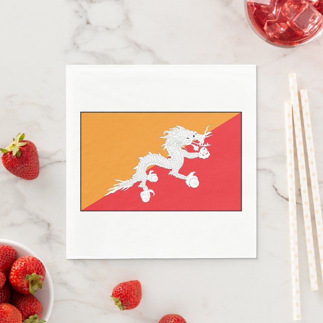 Bhutan Flag Design mit weißem Drachen Serviette (Von Creator hochgeladen)