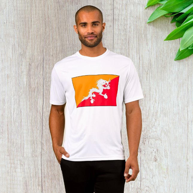 Bhutan Flag Design mit weißem Drachen T-Shirt (Von Creator hochgeladen)