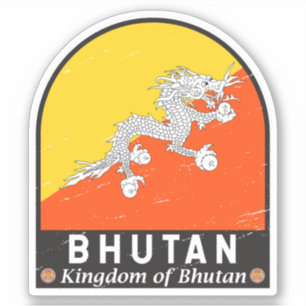 Bhutan Flag Emblem gestört Vintag Aufkleber