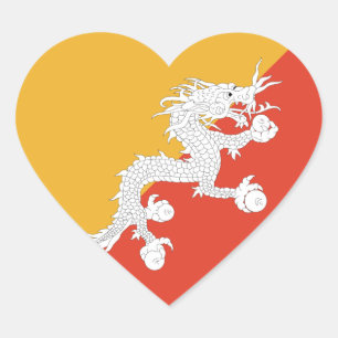 Bhutan Flag Heftsticker Herz-Aufkleber