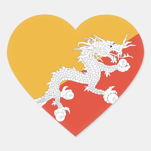 Bhutan Flag Herz-Aufkleber (Vorderseite)