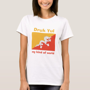 Bhutan Flag + Karte + Text-T - Shirt