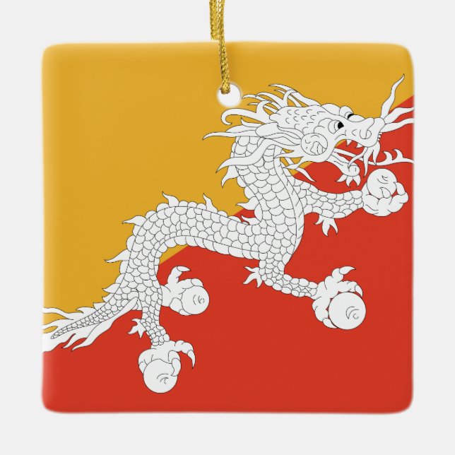Bhutan Flag Keramikornament (Vorderseite)