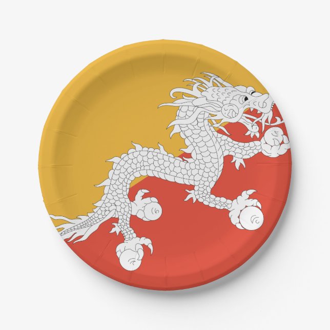 Bhutan Flag Pappteller (Vorderseite)