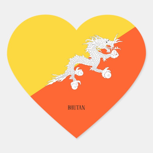 Bhutan Flag Splendid Patriotic Herz-Aufkleber (Vorderseite)