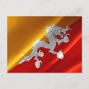 Bhutan - Flag Wave - Postkarte