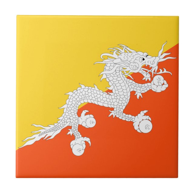 Bhutan-Flagge Fliese (Vorderseite)